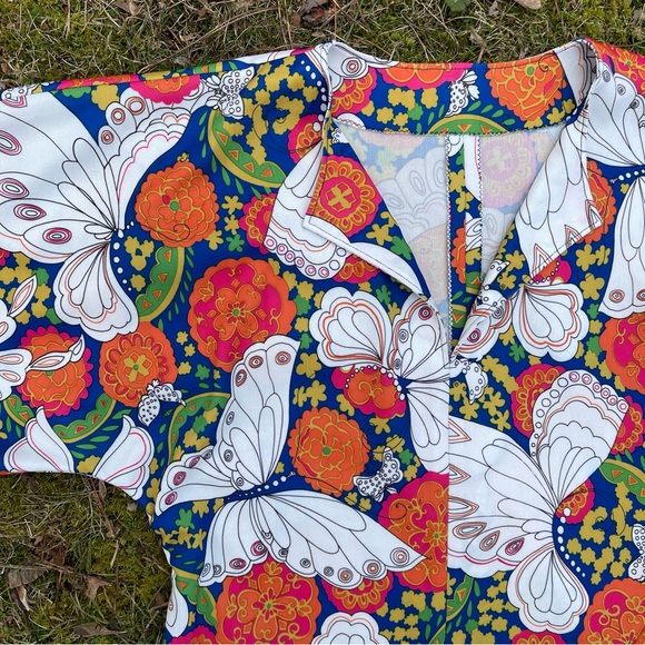 RARE Vintage Handmade maximalist groovy butterfly kaftan maxi dress - Picture 4 of 11